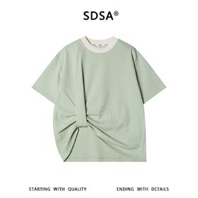 SDSA男装2026新款高贵轻奢小众设计撞色侧边扭结设计圆领短袖T恤