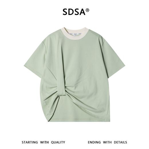 SDSA男装2026新款高贵轻奢小众设计撞色侧边扭结设计圆领短袖T恤 商品图0