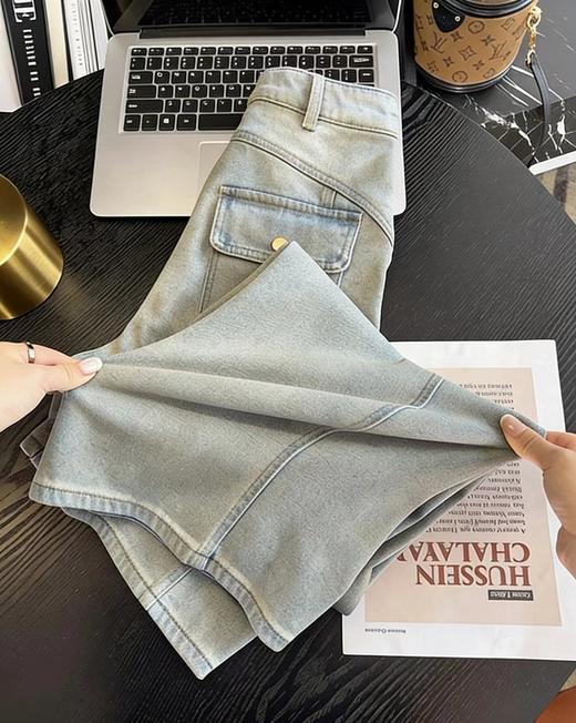 F032580复古做旧脏脏牛仔裤女新款柔软垂感宽松阔腿长裤 商品图6