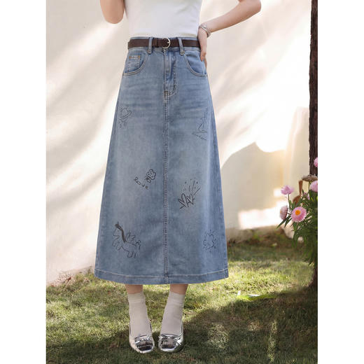 鹿向南【0328/20:00新品前一小时7折】蓝色半身裙 商品图0