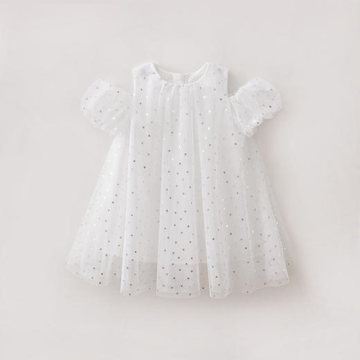 马克珍妮爱心点点女童露肩网纱礼裙2026年夏装新款560873 商品图3