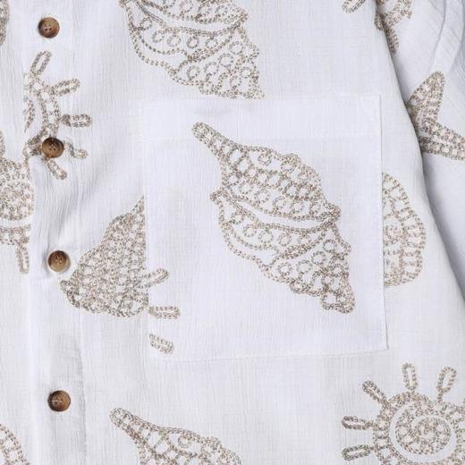 SDSA男装2026新款高贵轻奢简约刺绣贝壳海螺设计短袖衬衫百搭时尚 商品图2