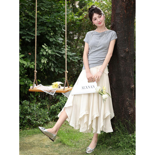 鹿向南【0328/20:00新品前1小时7折限量100件】杏色半身裙 商品图2