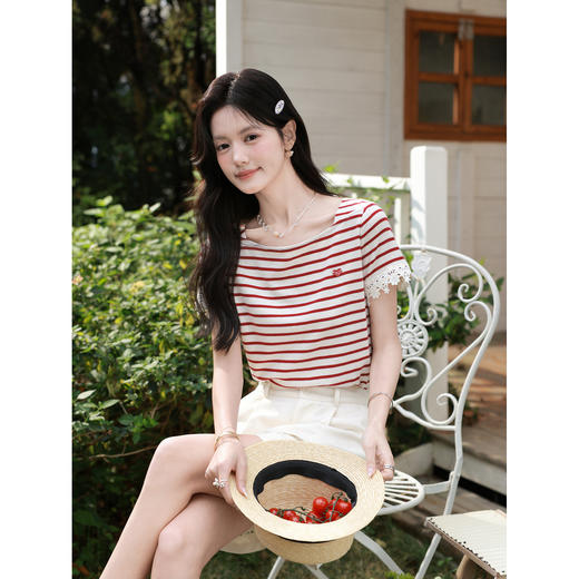 鹿向南【0328/20:00新品前1小时7折限量100件】红色T恤 商品图4