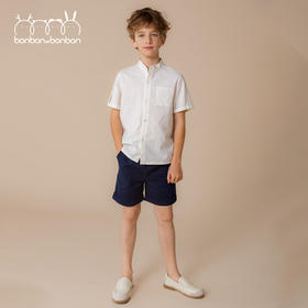 翻折边棉麻短袖衬衫