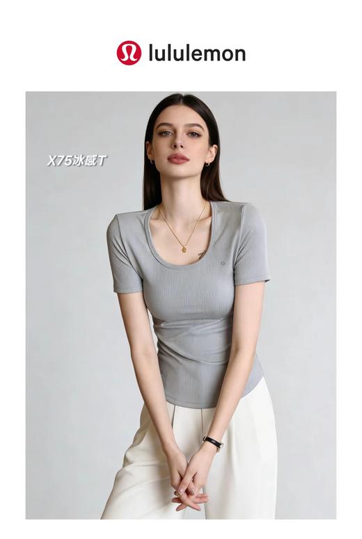 F032570一包3件装春夏新款女士三色冰感大U领燕尾短袖T恤 商品图9