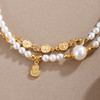 子佩集【天赐福缘】银S925珍珠惜王妃手链【QNS0012】3mm珠镀金葫芦金币2601 商品缩略图1