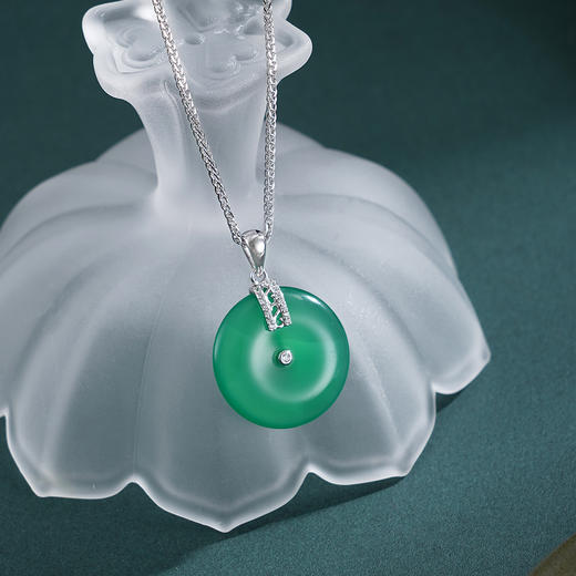 子佩集【平安福泽】银S925套链项链【TL016619】绿玉髓平安扣2602 商品图0