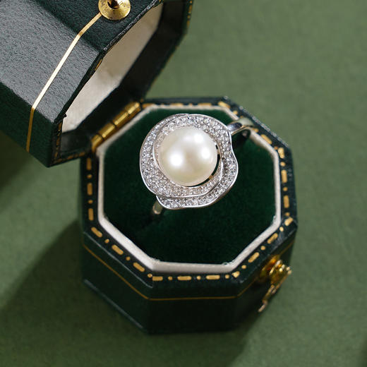 子佩集【花缘情定】银S925珍珠惜王妃戒指【R2139】7.5mm珠双色玫瑰花朵2601 商品图1