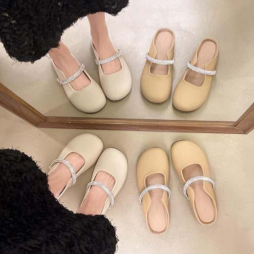 【秒杀】【两个款式任选】优诗莱温柔风平底半拖鞋 柔软鞋面舒适不磨脚 透气半拖设计出门一脚蹬 温柔百搭时尚不挑人 商品图4