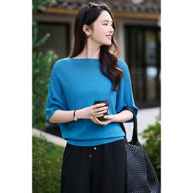 【预售7天】夏日慵懒风针织衫 天丝亚麻混纺 抬手就显气质~ 米思阳2026春夏新款短袖T恤女七分袖宽松显瘦上衣女1036