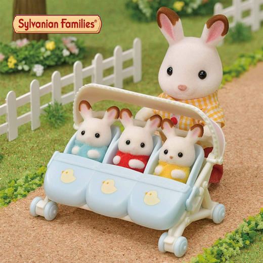 森贝儿家族玩偶宝宝公仔配件女孩过家儿童玩具三胞胎婴儿推车（不含公仔） 商品图2