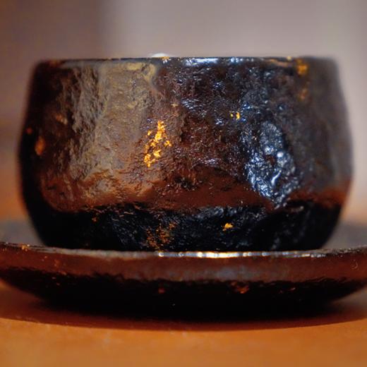 【迟光·如墨大漆主人杯】个人杯杯托杯垫洒金金箔黑色肌理 商品图4