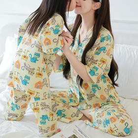 加入购物车，单拍不发！买一送一【喜林贝尔 亲子款莱纱绸-涂鸦家居服】遛弯套装 莱赛尔+棉绸 母婴A类面料 7色花色 短袖+裤子