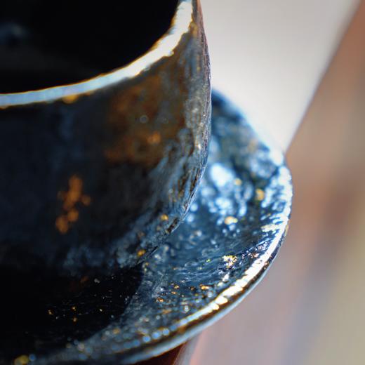 【迟光·如墨大漆主人杯】个人杯杯托杯垫洒金金箔黑色肌理 商品图8