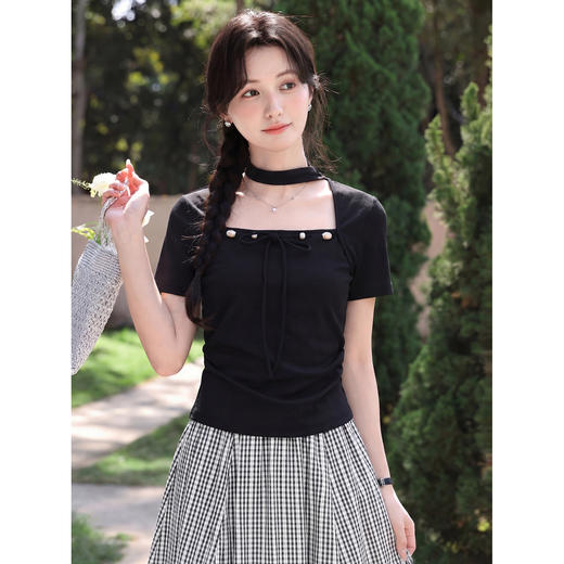 鹿向南【0328/20:00新品前一小时7折】黑色T恤 商品图0