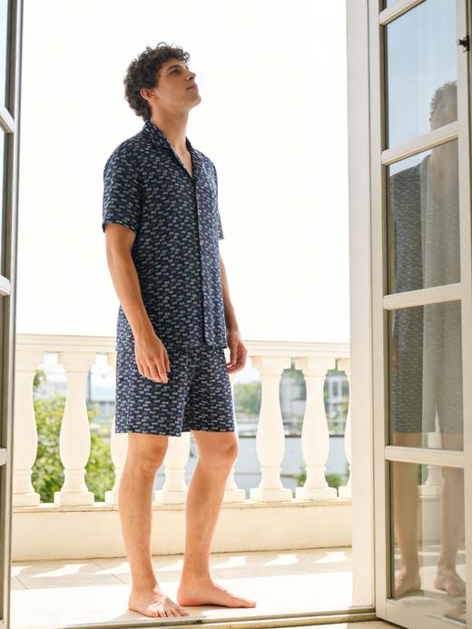 【棉+莫代尔开衫】SCHIESSER德国舒雅男士翻领开衫棉+莫代尔短袖短裤套装39/22640H 商品图2