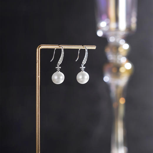 子佩集【月华轨迹】银S925珍珠惜王妃耳环【E4378】10mm珠双色单珠蛇纹2601 商品图2