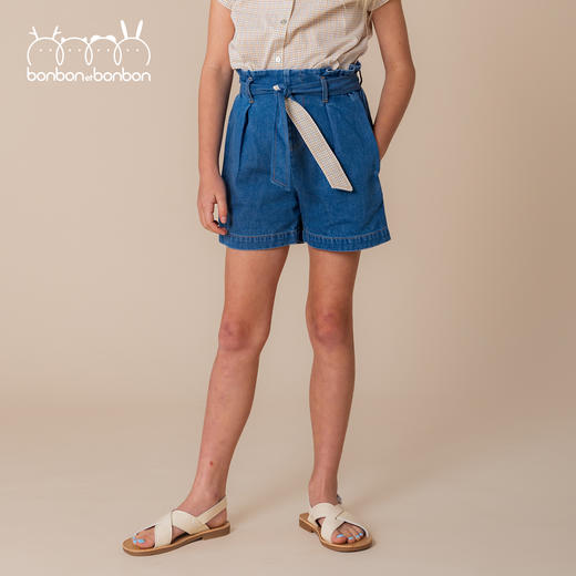 牛仔翻褶短裤 商品图1