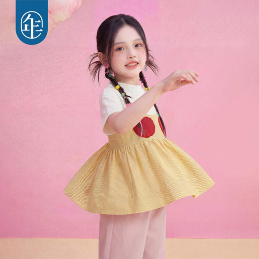 小马宝莉联名年衣童装T恤两件套女童夏新款卡通可爱吊带罩衫套装 商品图3