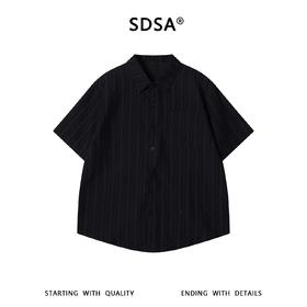 SDSA男装2026新款高贵轻奢潮牌纯色竖纹提花短袖衬衫显瘦痞帅上衣