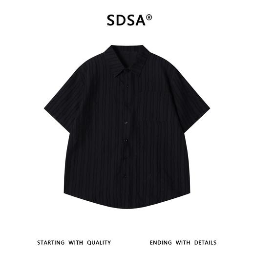 SDSA男装2026新款高贵轻奢潮牌纯色竖纹提花短袖衬衫显瘦痞帅上衣 商品图0