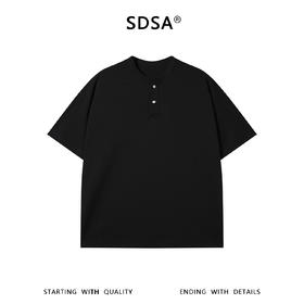SDSA男装2026新款高贵轻奢简约纯色半纽扣设计短袖T恤百搭休闲潮