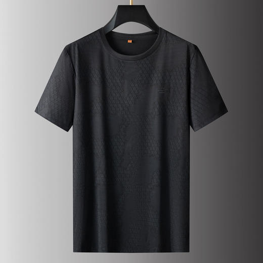 【DPS】大依优型大码男装夏季冰丝圆领短袖T恤运动休闲暗纹上衣半袖男士 商品图1
