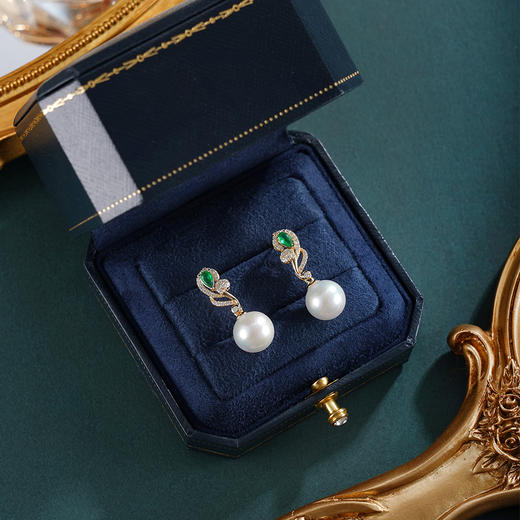 子佩集【灼华知遇】银S925珍珠惜王妃耳钉【E4407】10.5mm珠双色玫瑰花朵花株2601 商品图2