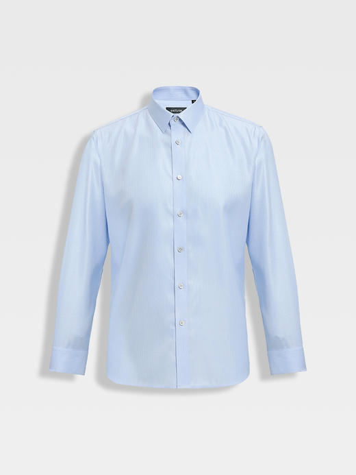 callisto蓝色丝棉小干鸟格长袖衬衫 商品图0