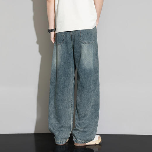 【DYF】大依优型大码男装春季阔腿牛仔长裤潮流显瘦直筒棉质长裤 商品图4