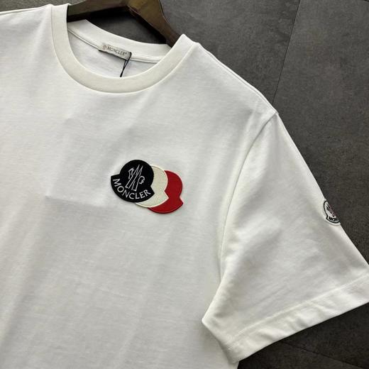 F032516新款情侣款时尚百搭平纹三色叠加LOGO短袖T恤 商品图6