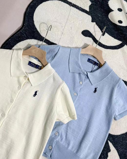 F032525春夏新款休闲百搭翻领领口小马刺绣针织Polo衫T恤 商品图3