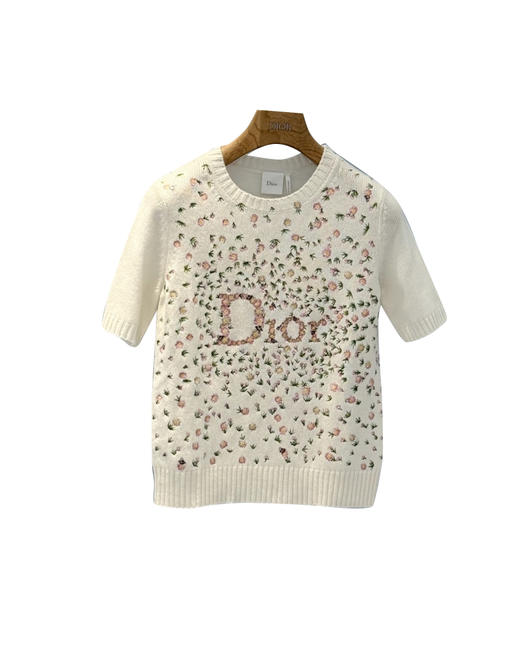 女款羊绒刺绣短袖针织衫ba010 商品图0