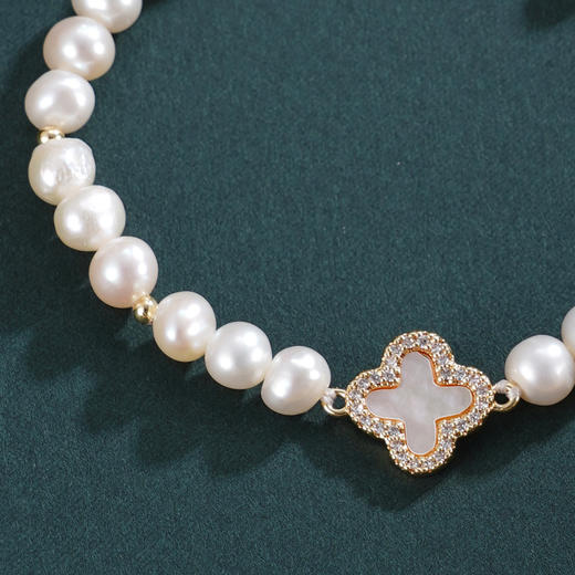 子佩集【四叶寄情】珍珠惜王妃手链【ZZSL008】5.5-6mm珠镀金四叶草2601 商品图2