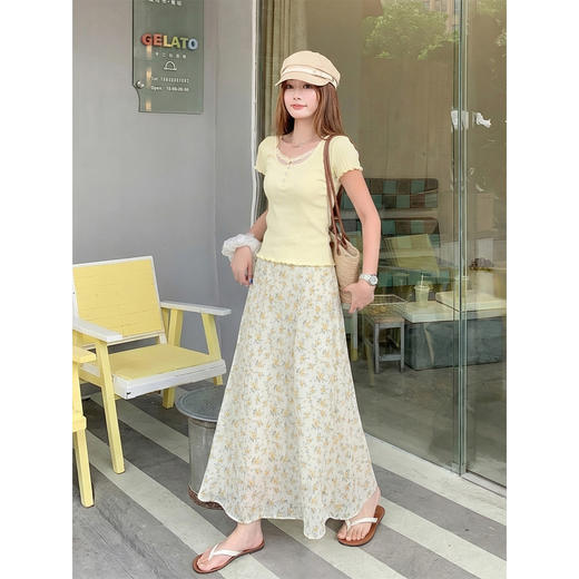 <曾小咸推荐>韩系短款花边拼蕾丝短袖t恤 商品图3