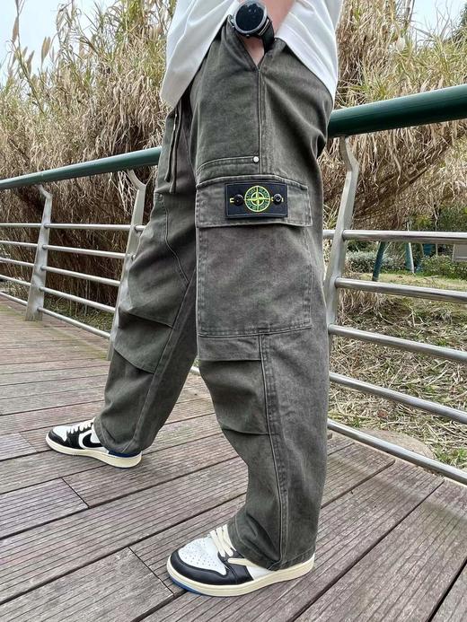 F032528早春美式复古工装直筒简约宽松高街重磅弯刀牛仔裤 商品图10