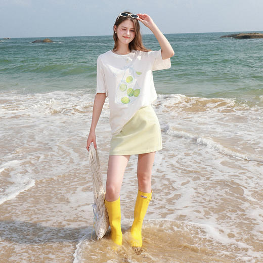 三彩独醒2026夏季新款小清新字母印花T恤宽松短袖套头衫上衣F 商品图1