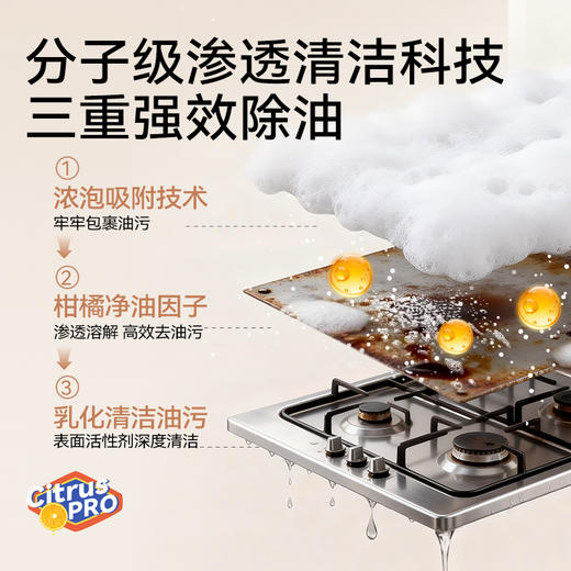 【化油为水】白倍极 重油喷喷净 500g/瓶 专攻顽固油渍去污快 植萃温和除油 不伤器具 商品图4