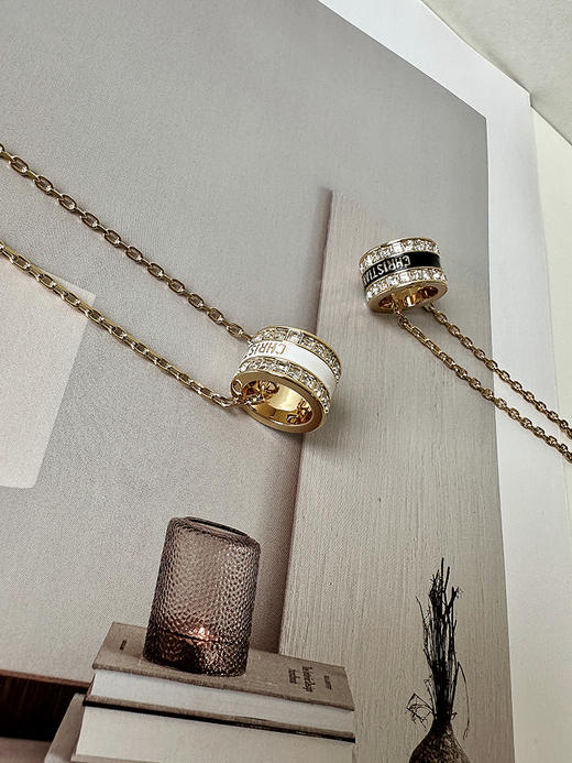 THS-无  D家 施华洛世奇水晶 珐琅项链 2色 CU1345 商品图4