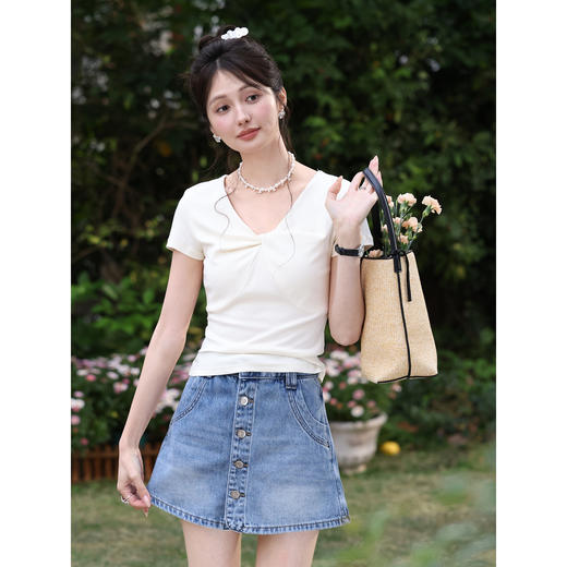 鹿向南【0328/20:00新品前1小时7折限量100件】蓝色半身裙 商品图3