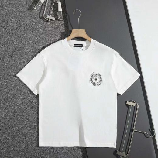 F032539重工梵文泼墨刺绣立体LOGO休闲圆领短袖T恤 商品图4