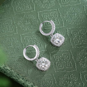 子佩集【清霜缱绻】银S925耳环【EL070646】时尚圆圈扣环方块2602