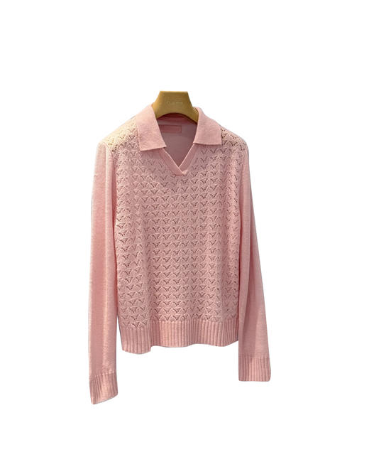 女款羊绒Polo领镂空针织衫毛衣fe017 商品图0