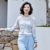 西子/山水之间28支亚麻钉珠喷印蓝白针织衫/MSYH0120 商品缩略图0