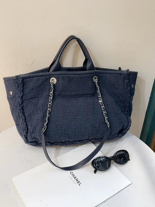 Chanel 大logo 帆布 牛仔 大号 沙滩包 商品图1