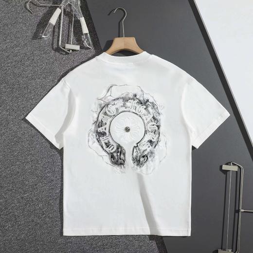 F032539重工梵文泼墨刺绣立体LOGO休闲圆领短袖T恤 商品图5