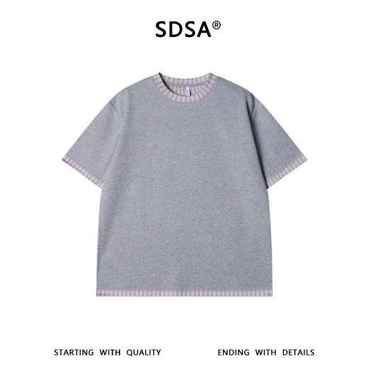 26T242SDSA男装2026新款高贵轻奢潮牌拼接小众设计圆领短袖T恤百搭上衣 商品图1