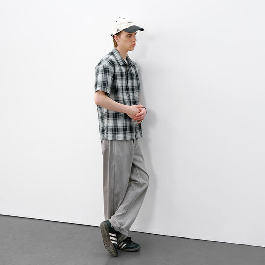 714street渐变格纹短袖衬衫 商品图3