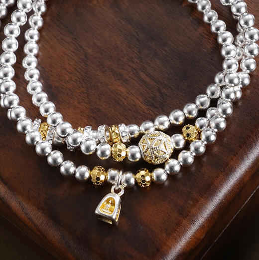 子佩集【‌‌喜聚福盈】银S999手串手链【SC001757】腰缠万贯多层多圈串珠镀金手链2602 商品图1